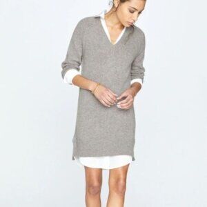 Brochu Walker Grey Blouse Knit Sweater Long Sleeve Mini Dress Medium